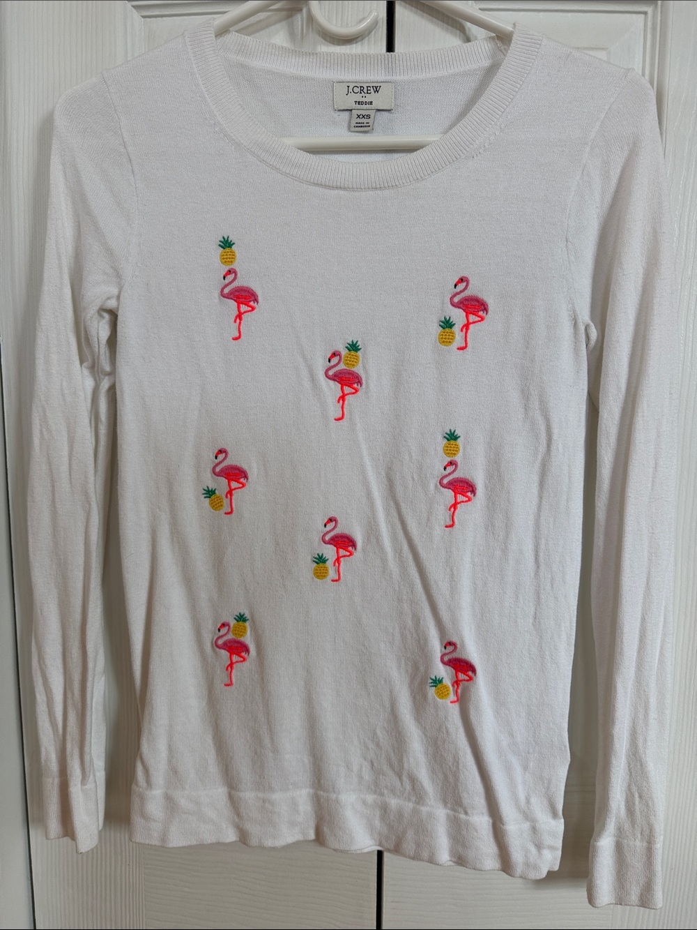 J.Crew Factory Teddie flamingo print women’s sweater